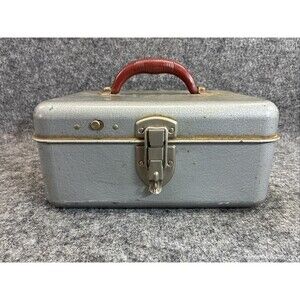 Vintage Liberty Metal Storage Box w Handle 5.5"x10" Working Latch Silver Tone